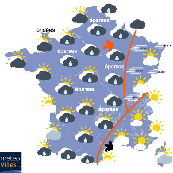 Carte de prévisions du temps du Mardi 10 novembre 2020