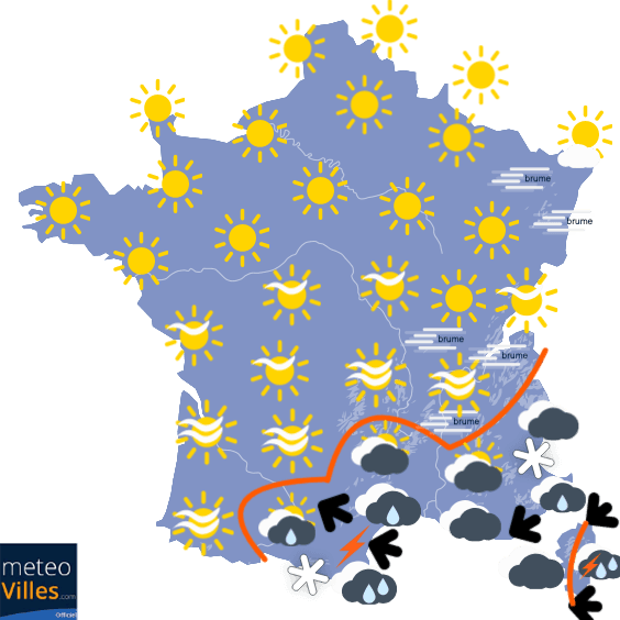 Carte de prévisions du temps du Samedi 28 novembre 2020