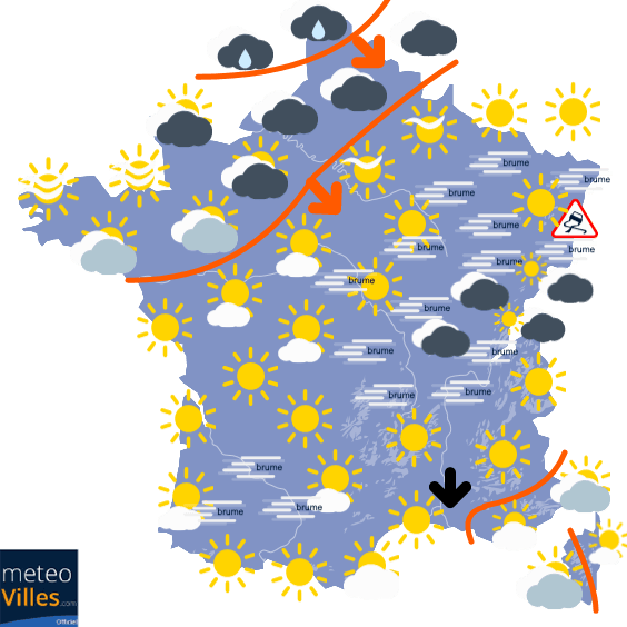 Carte de prévisions du temps du Lundi 30 novembre 2020