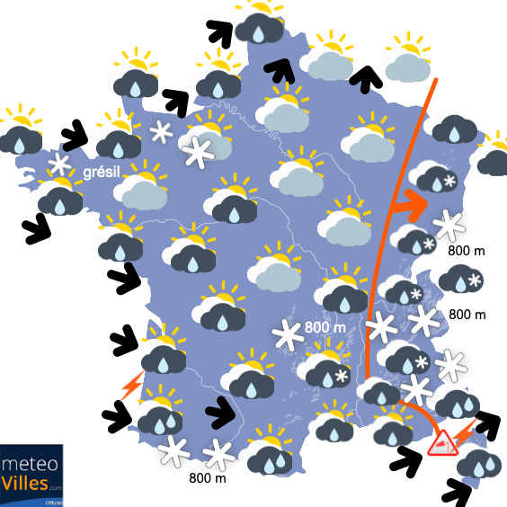 Carte de prévisions du temps du Vendredi 4 décembre 2020