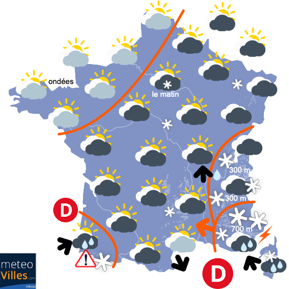Carte de prévisions du temps du Vendredi 1 janvier 2021
