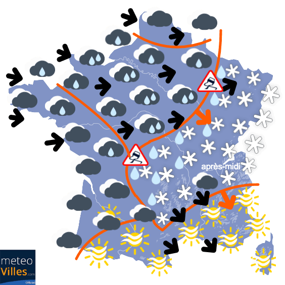 Carte de prévisions du temps du Mardi 12 janvier 2021