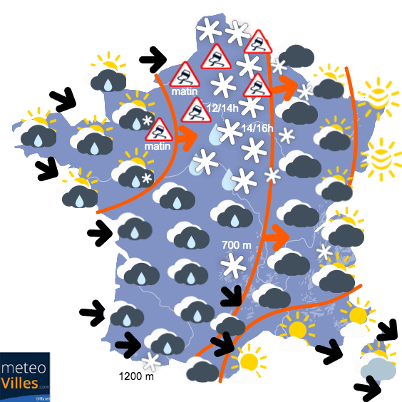 Carte de prévisions du temps du Dimanche 24 janvier 2021