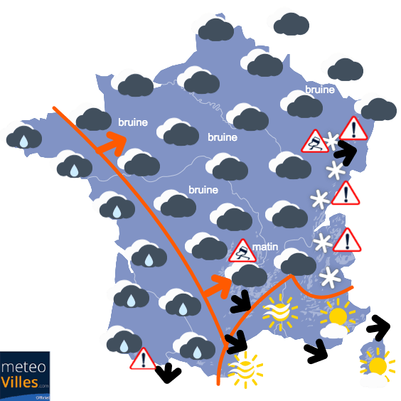 Carte de prévisions du temps du Mercredi 27 janvier 2021