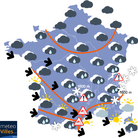 Carte de prévisions du temps du Lundi 1 février 2021