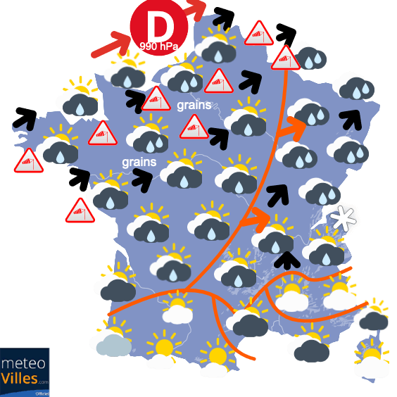 Carte de prévisions du temps du Mercredi 3 février 2021