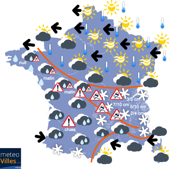 Carte de prévisions du temps du Vendredi 12 février 2021