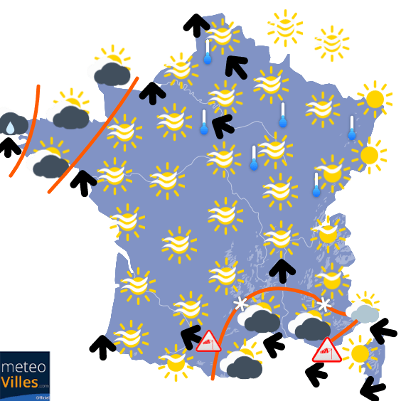 Carte de prévisions du temps du Dimanche 14 février 2021