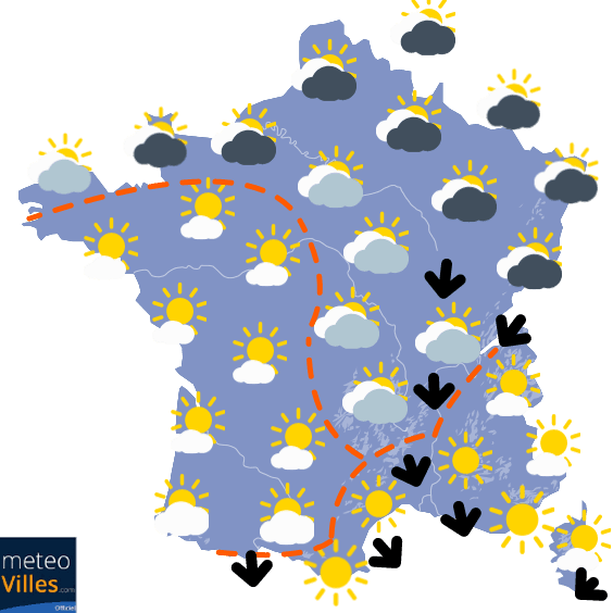 Carte de prévisions du temps du Lundi 22 mars 2021