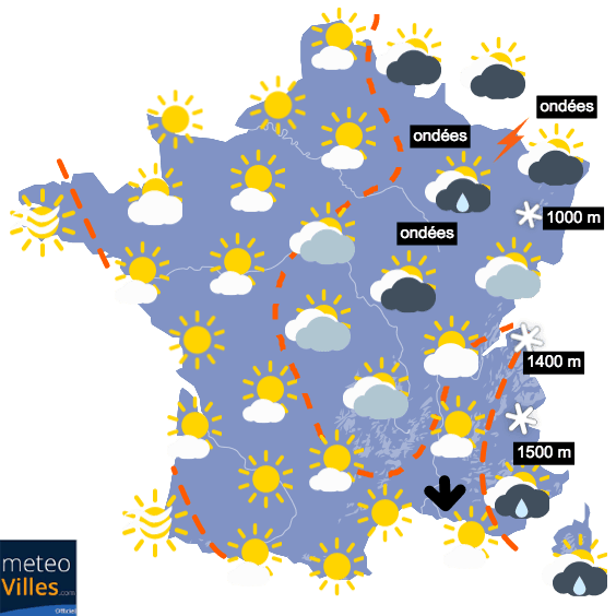 Carte de prévisions du temps du Lundi 19 avril 2021