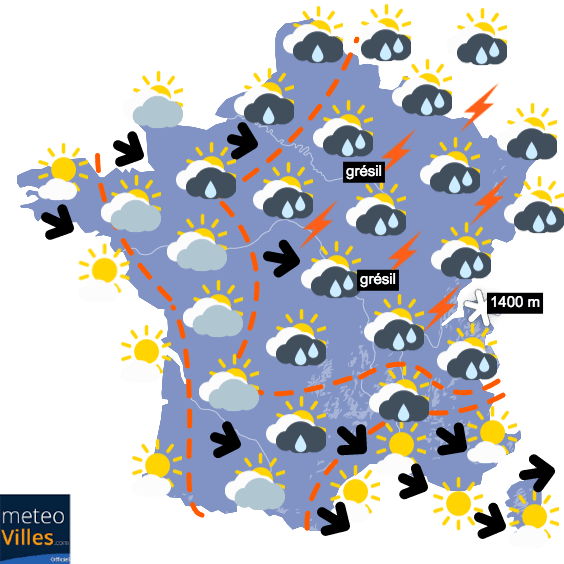 Carte de prévisions du temps du Mercredi 19 mai 2021