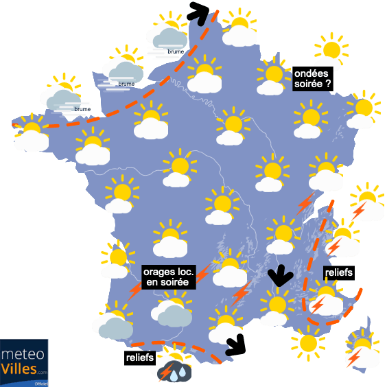 Carte de prévisions du temps du Vendredi 11 juin 2021