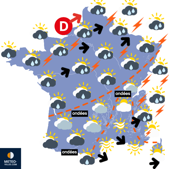 Carte de prévisions du temps du Dimanche 25 juillet 2021