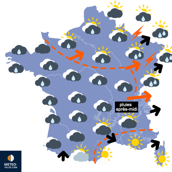 Carte de prévisions du temps du Mardi 3 août 2021