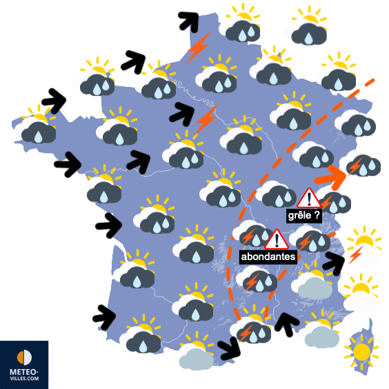Carte de prévisions du temps du Samedi 7 août 2021