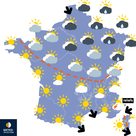 Carte de prévisions du temps du Samedi 28 août 2021