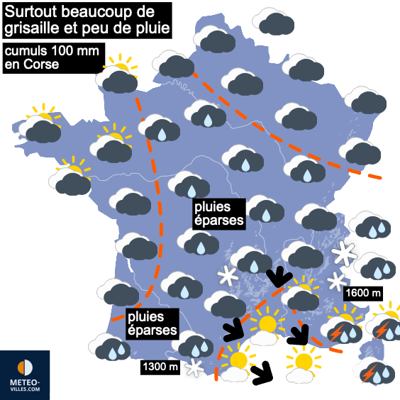 Carte de prévisions du temps du Dimanche 14 novembre 2021