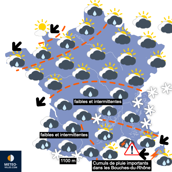 Carte de prévisions du temps du Jeudi 25 novembre 2021