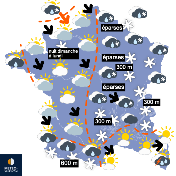 Carte de prévisions du temps du Dimanche 28 novembre 2021