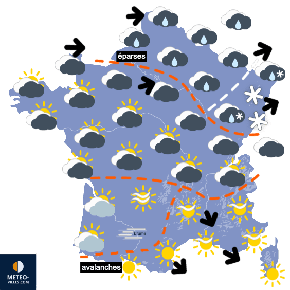 Carte de prévisions du temps du Mardi 30 novembre 2021