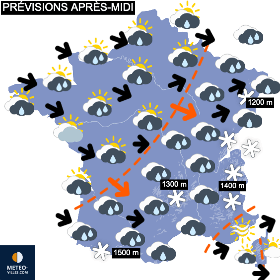 Carte de prévisions du temps du Mercredi 1 décembre 2021
