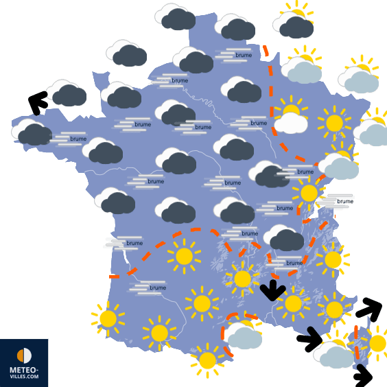 Carte de prévisions du temps du Lundi 20 décembre 2021