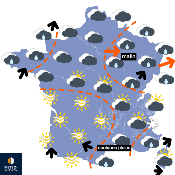 Carte de prévisions du temps du Vendredi 24 décembre 2021
