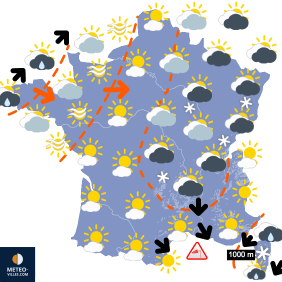 Carte de prévisions du temps du Jeudi 6 janvier 2022