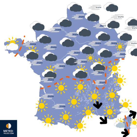 Carte de prévisions du temps du Mercredi 26 janvier 2022