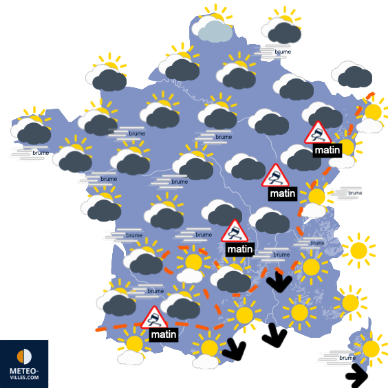 Carte de prévisions du temps du Vendredi 28 janvier 2022