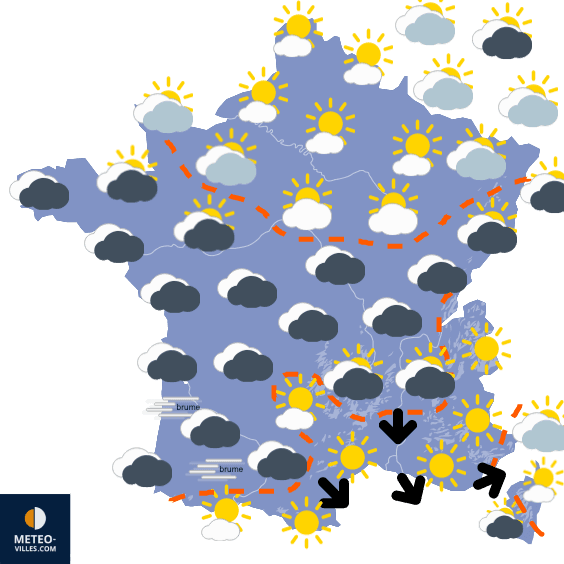 Carte de prévisions du temps du Dimanche 30 janvier 2022