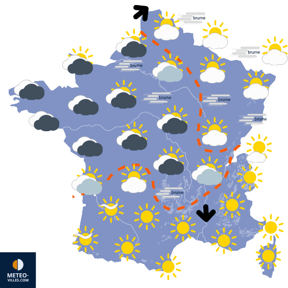 Carte de prévisions du temps du Mercredi 23 février 2022