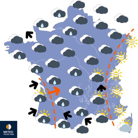 Carte de prévisions du temps du Mercredi 2 mars 2022
