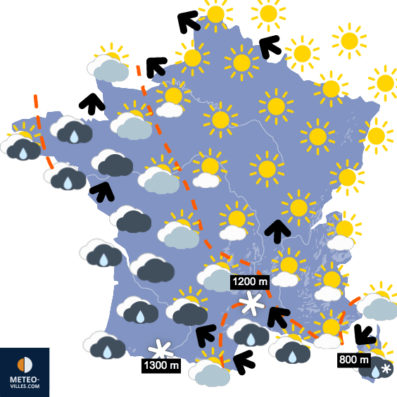 Carte de prévisions du temps du Mardi 8 mars 2022