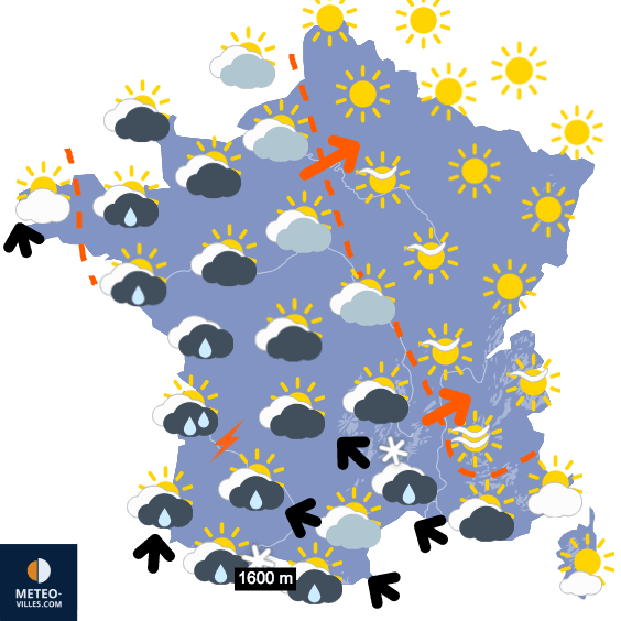 Carte de prévisions du temps du Jeudi 10 mars 2022