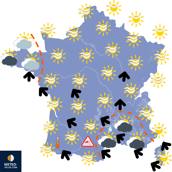 Carte de prévisions du temps du Lundi 11 avril 2022