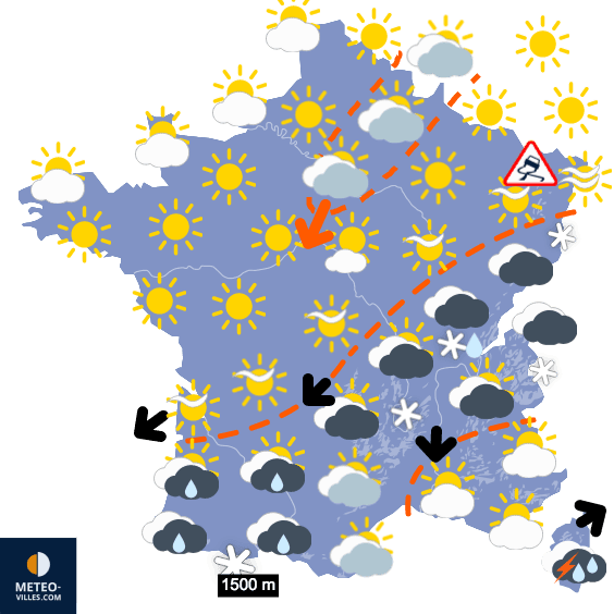 Carte de prévisions du temps du Vendredi 16 décembre 2022