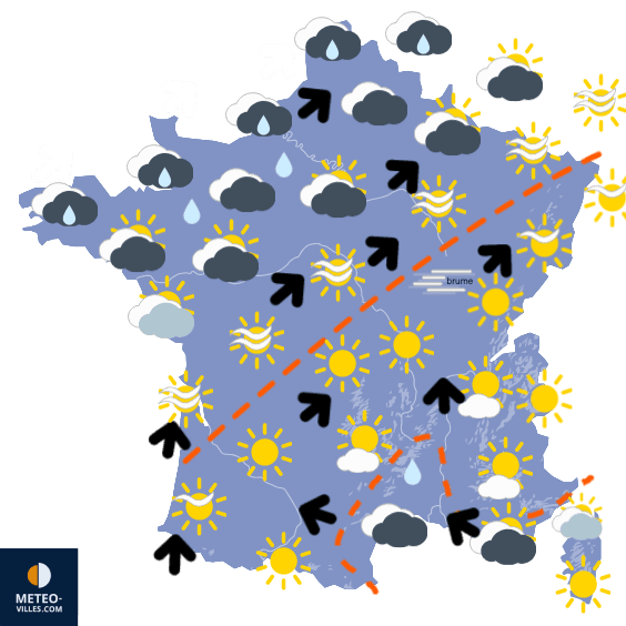 Carte de prévisions du temps du Dimanche 25 décembre 2022