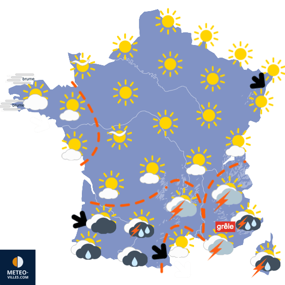 Carte de prévisions du temps du Mercredi 14 juin 2023
