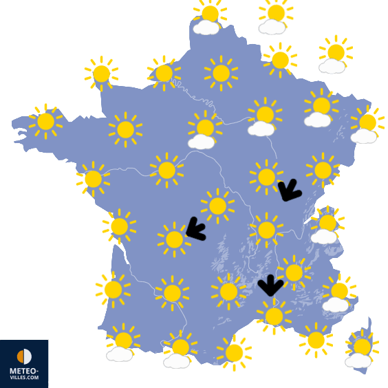Carte de prévisions du temps du Samedi 24 juin 2023