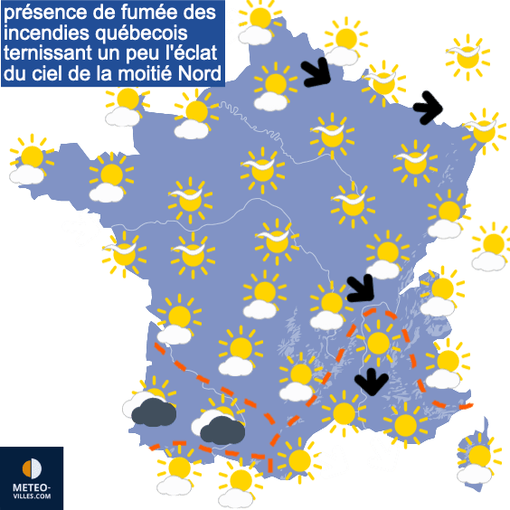 Carte de prévisions du temps du Lundi 26 juin 2023