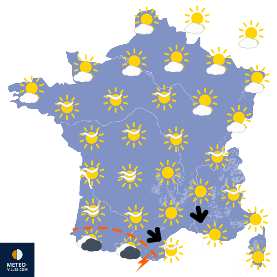 Carte de prévisions du temps du Mardi 27 juin 2023