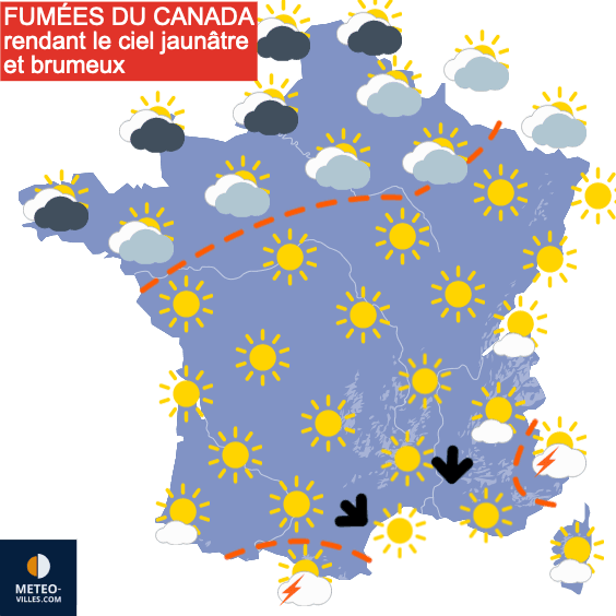 Carte de prévisions du temps du Mercredi 28 juin 2023