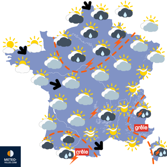 Carte de prévisions du temps du Jeudi 29 juin 2023