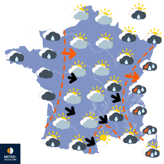 Carte de prévisions du temps du Vendredi 30 juin 2023