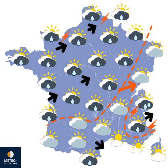 Carte de prévisions du temps du Samedi 15 juin 2024