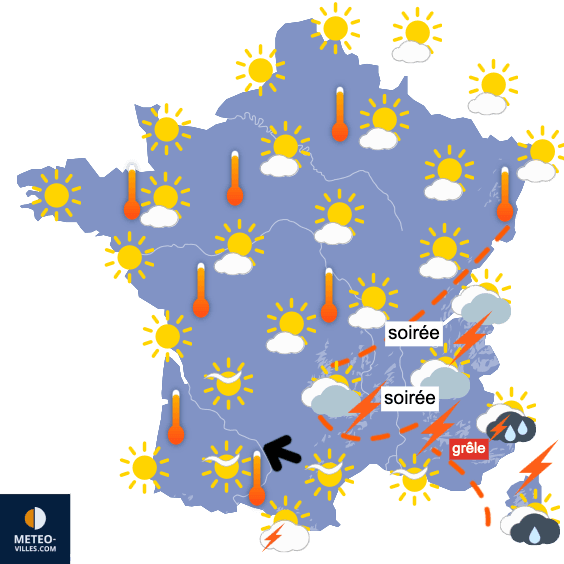Carte de prévisions du temps du Mardi 25 juin 2024