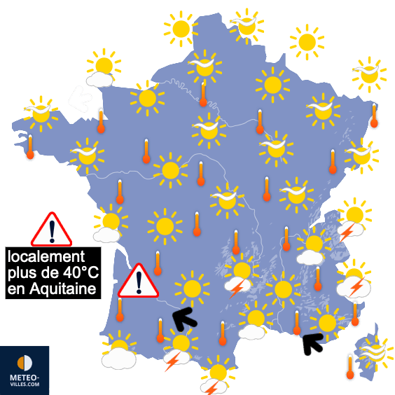 Carte de prévisions du temps du Dimanche 11 août 2024