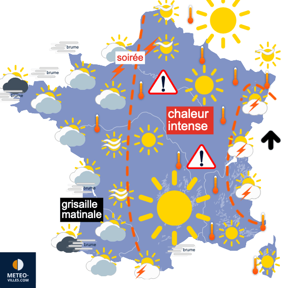 Carte de prévisions du temps du Lundi 12 août 2024