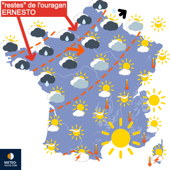 Carte de prévisions du temps du Vendredi 23 août 2024
